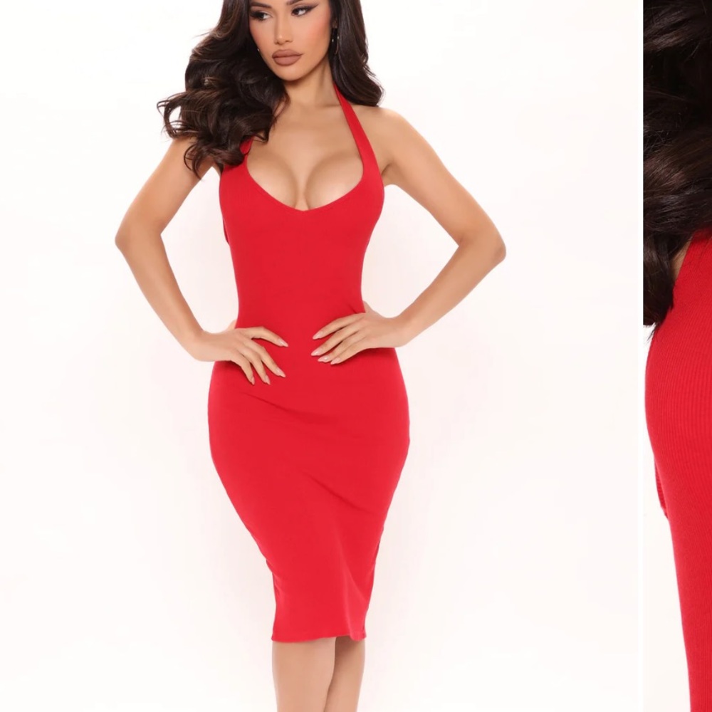 FASHION NOVA RED TUBE DRESS.
